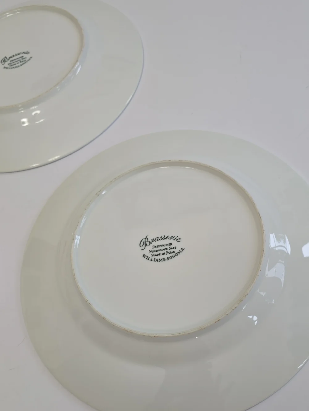 Williams Sonoma Set Of 3 Brasserie Ivory Porcelain Dinner Plates Green Rim 11